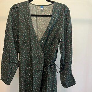 Green Mini Wrap Dress